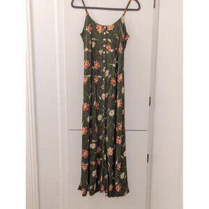 Vintage Floral Sleeveless Maxi Dress By Golf With Tie Back & Button Details Size